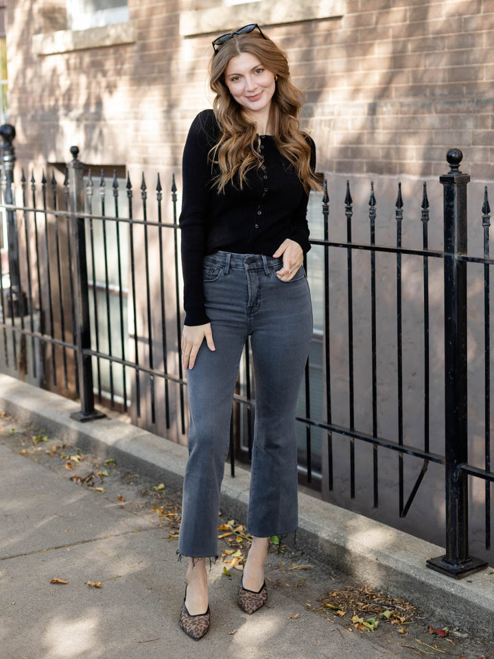 black ribbed button up cardi