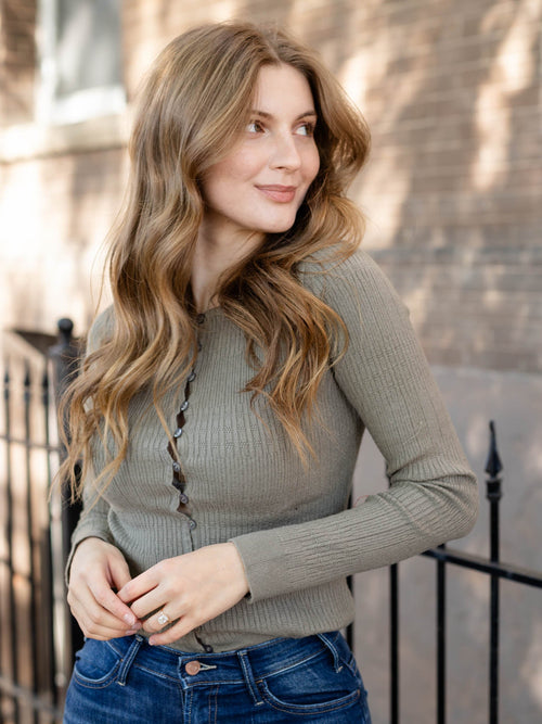 dusty olive super soft cardi