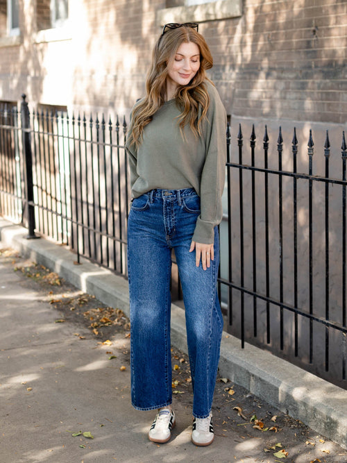dusty sage waffle knit top