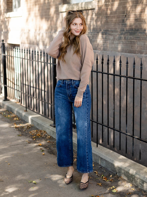 neutral waffle knit top