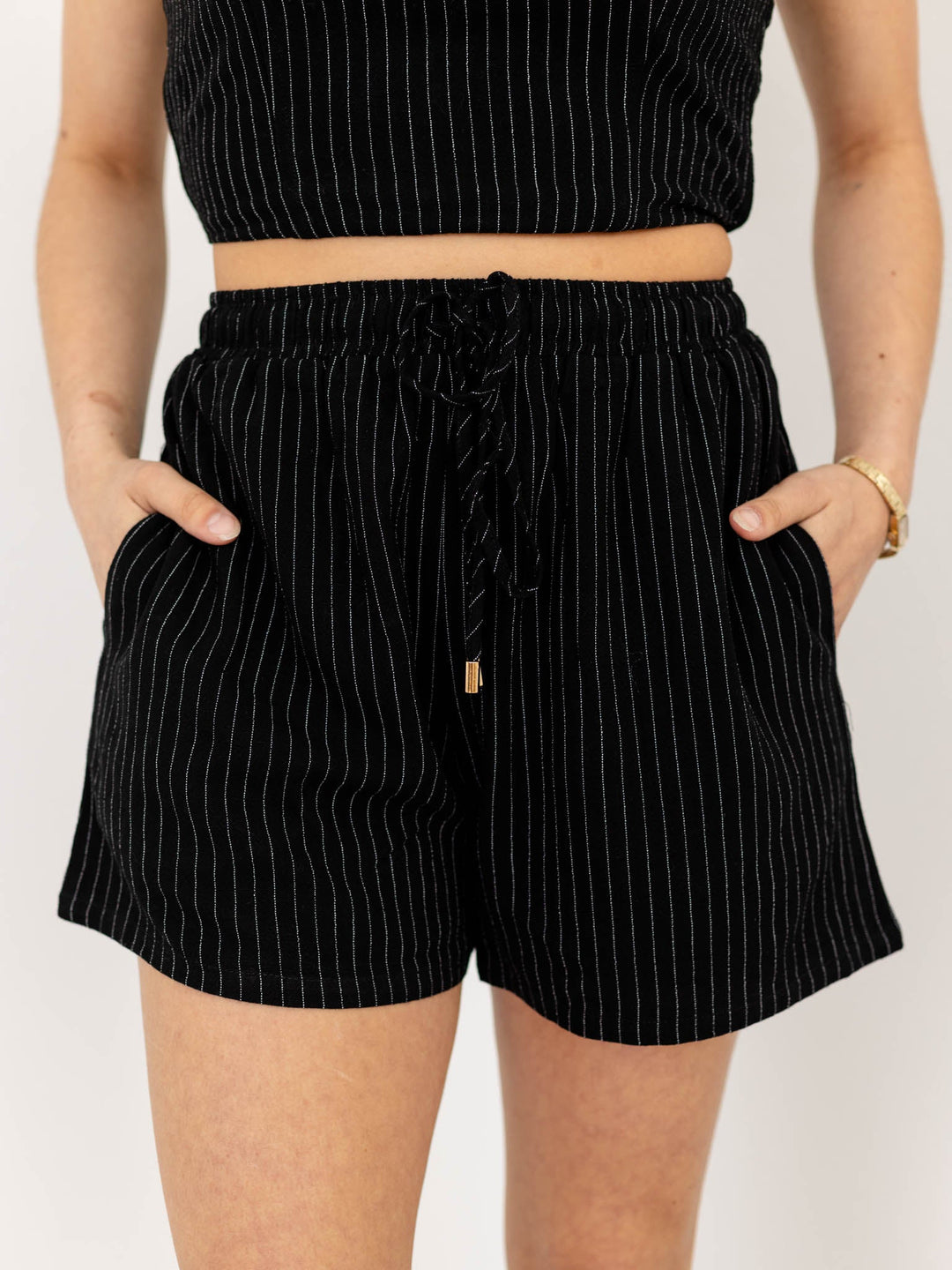 Allie Rose Stripe Linen ShortNon-Denim Shorts/Skirts