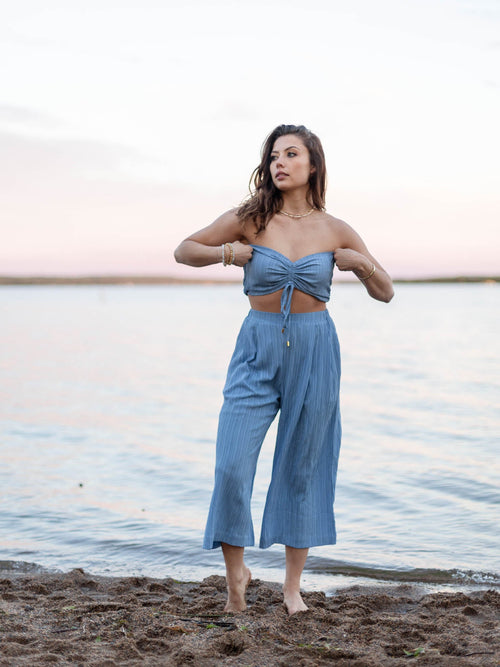 Allie Rose Textured Cinch Bandeau TopKnit tops