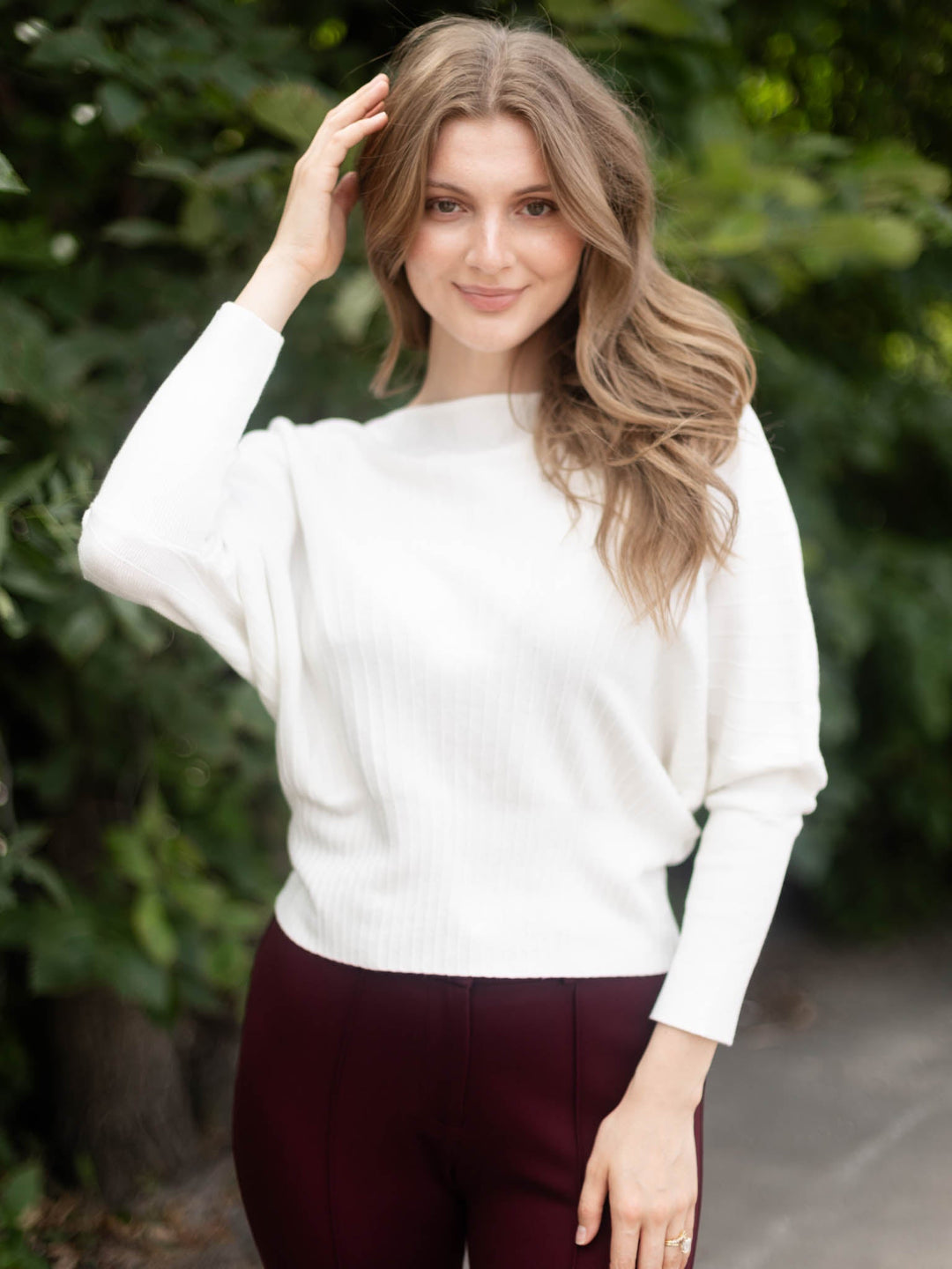Allie Rose Vertical Fanned Dolman Sweater