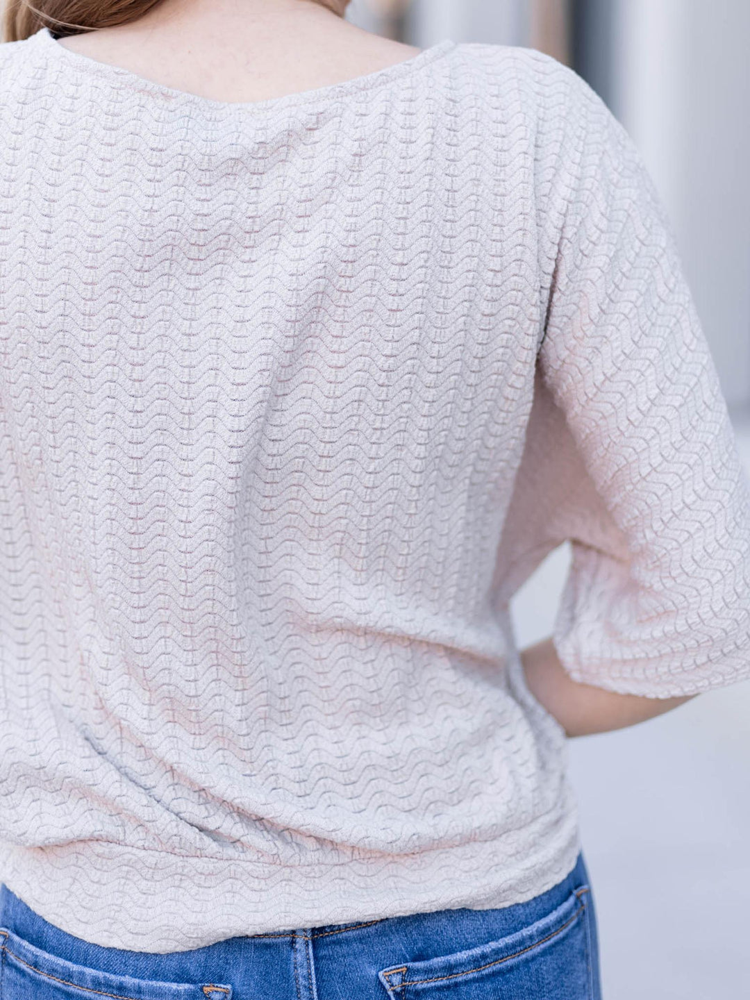 wavy textured knit top