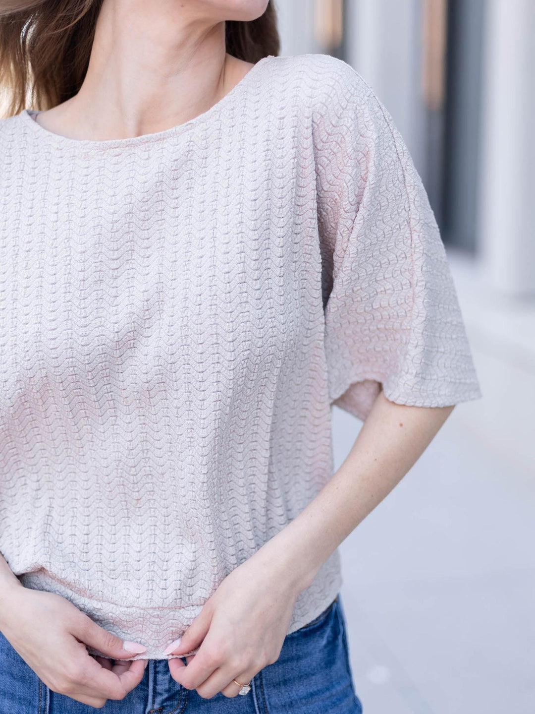 wavy textured knit top