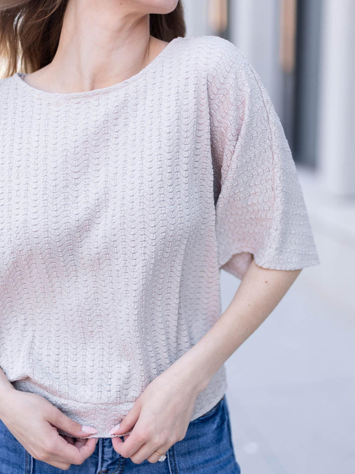 wavy textured knit top