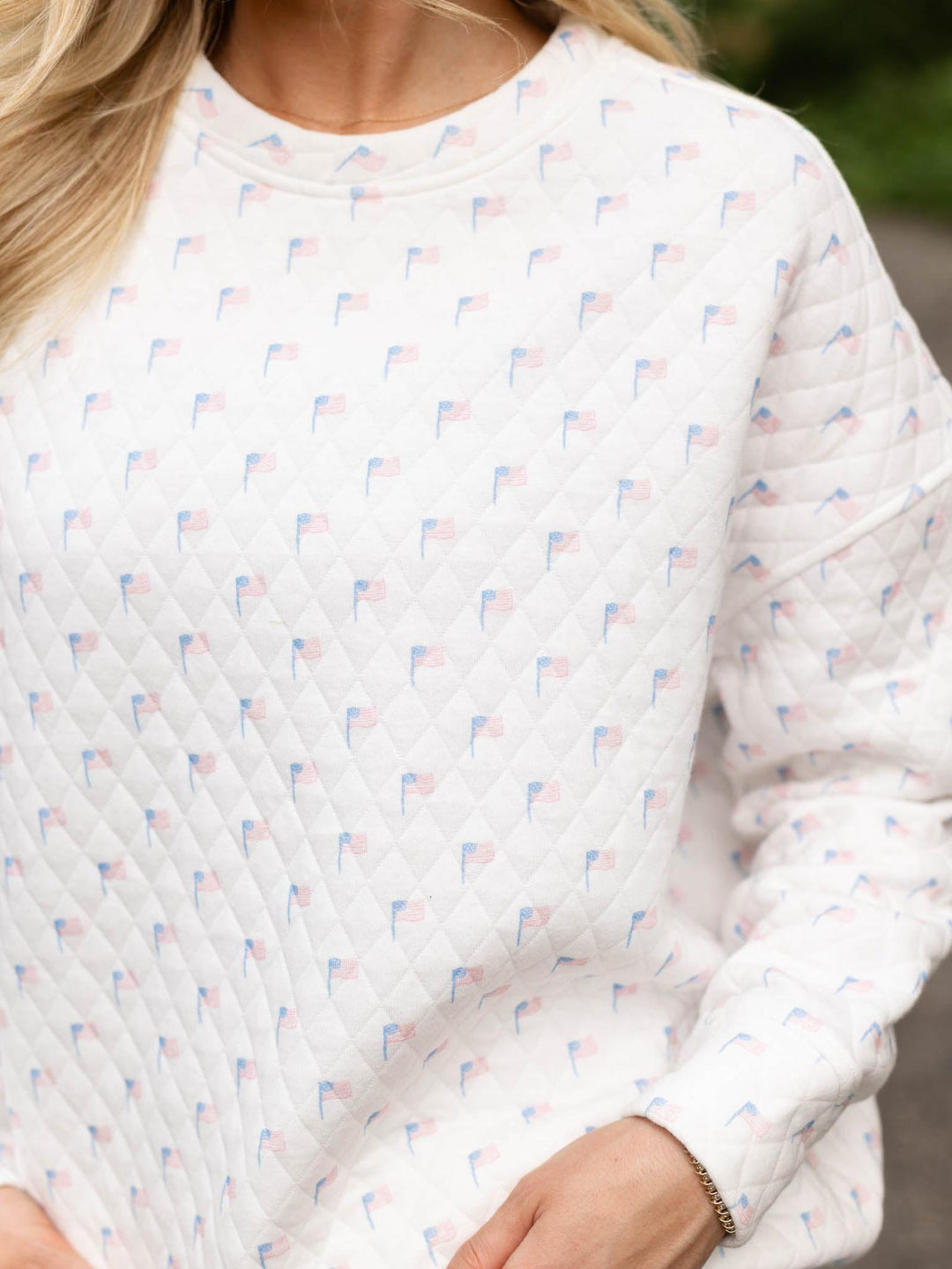 American Flag Quilted Sweatshirt