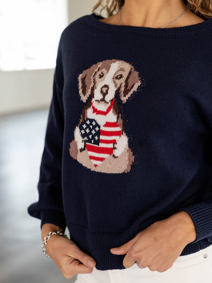 American Heart Puppy Jacquard Long Sleeve Sweater