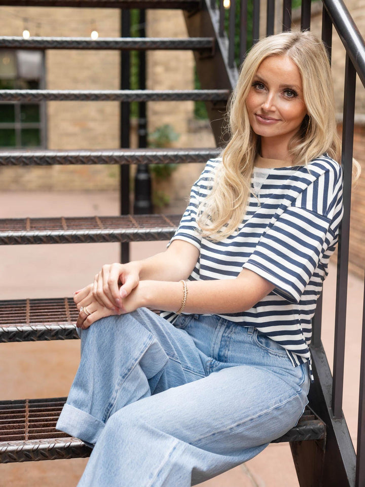 Autumn Stripe Colorblock Detail Tee