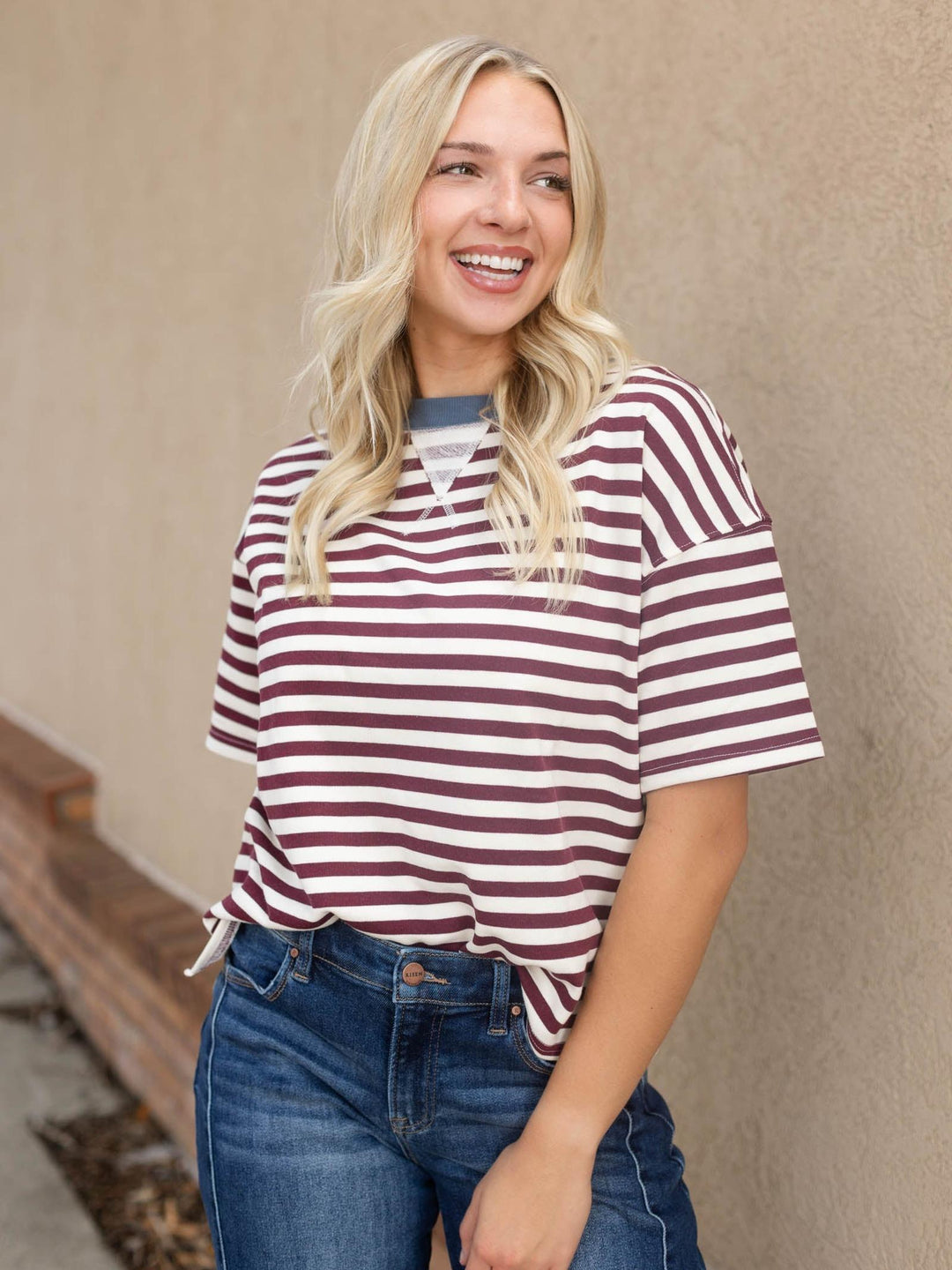 Autumn Stripe Colorblock Detail Tee