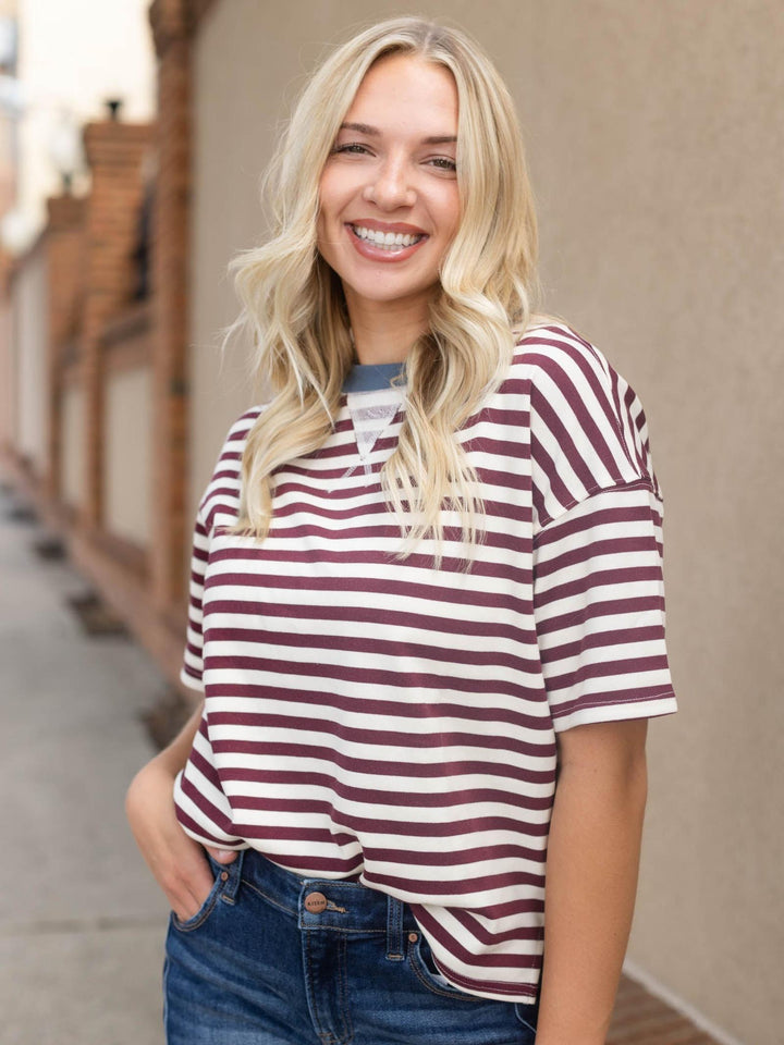 Autumn Stripe Colorblock Detail Tee