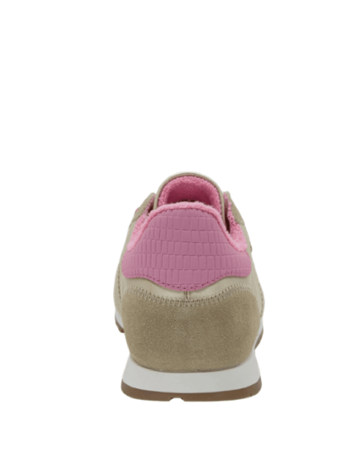 Pink and beige sneaker on a white background