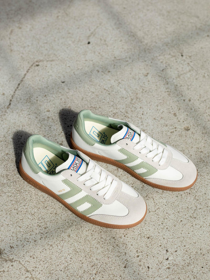 green and white sporty sneaker