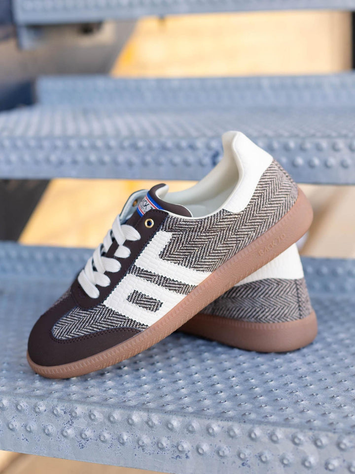 brown pattern sneaker
