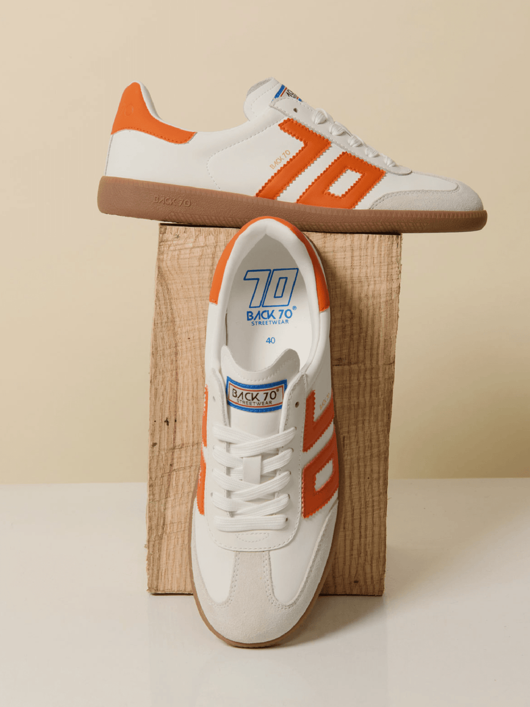 orange and white shoes 