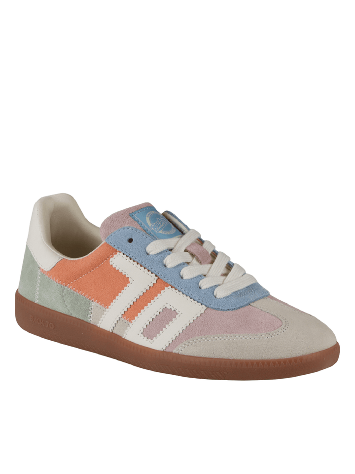 Multicolored sneaker with a white background