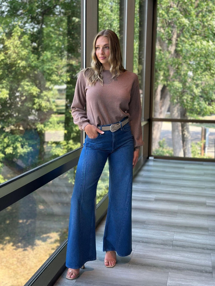 Balloon Sleeve Textured Pullover Sweater