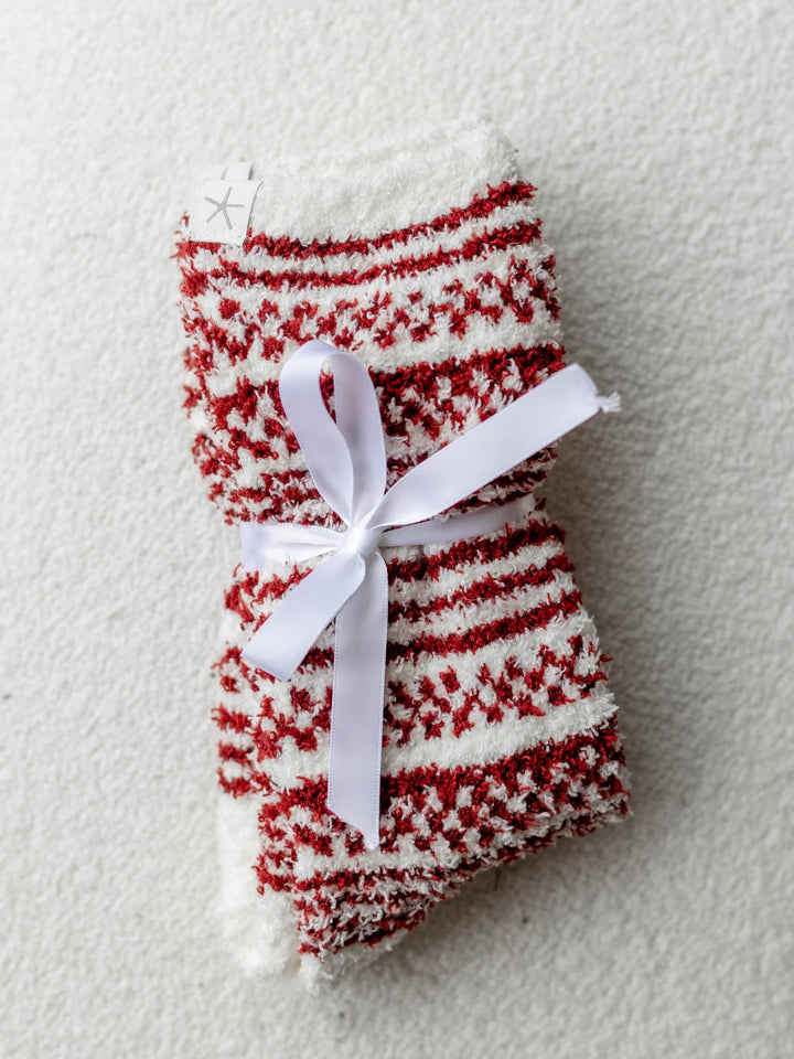 festive red and white soft sock