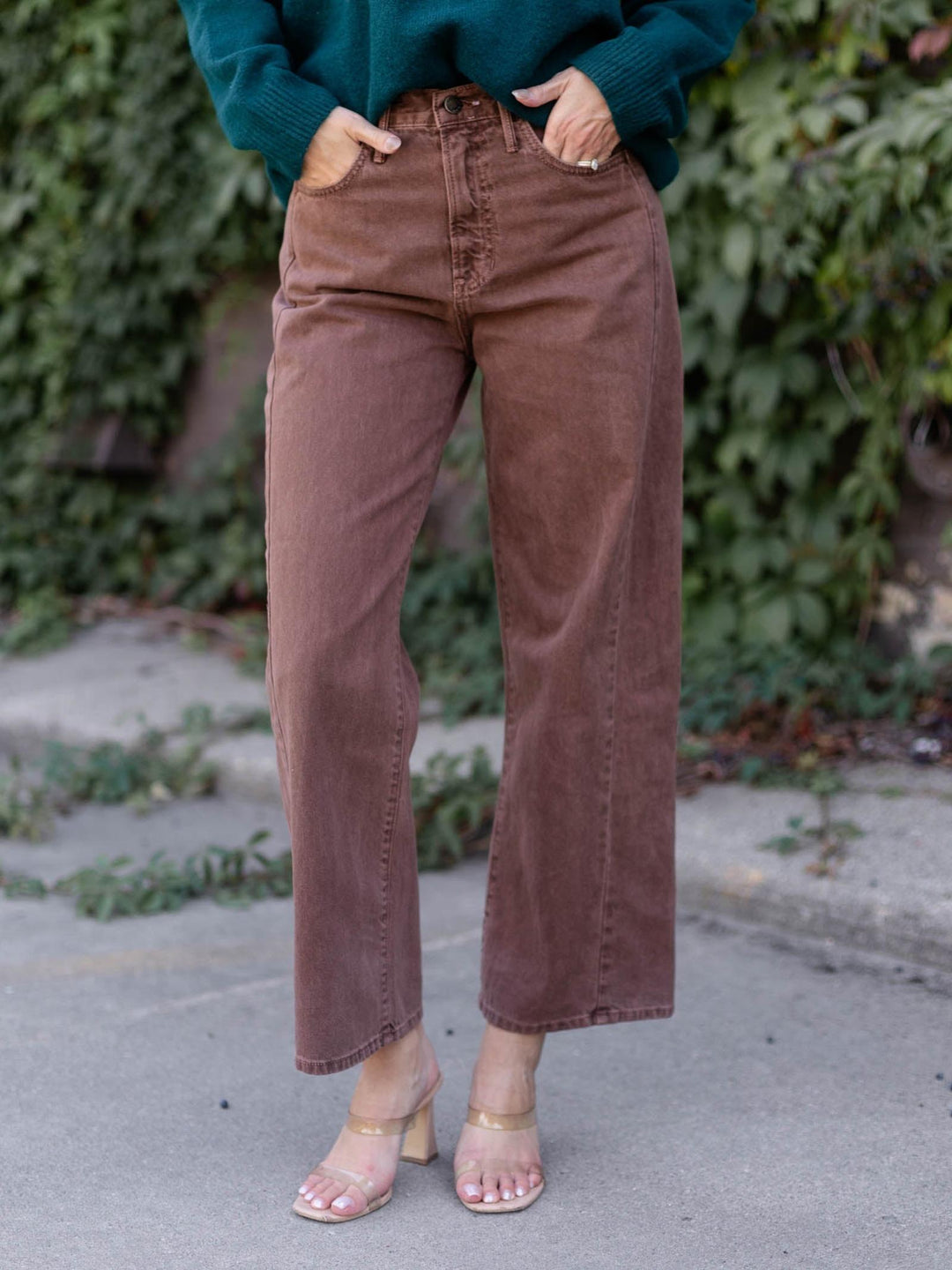 brown jeans