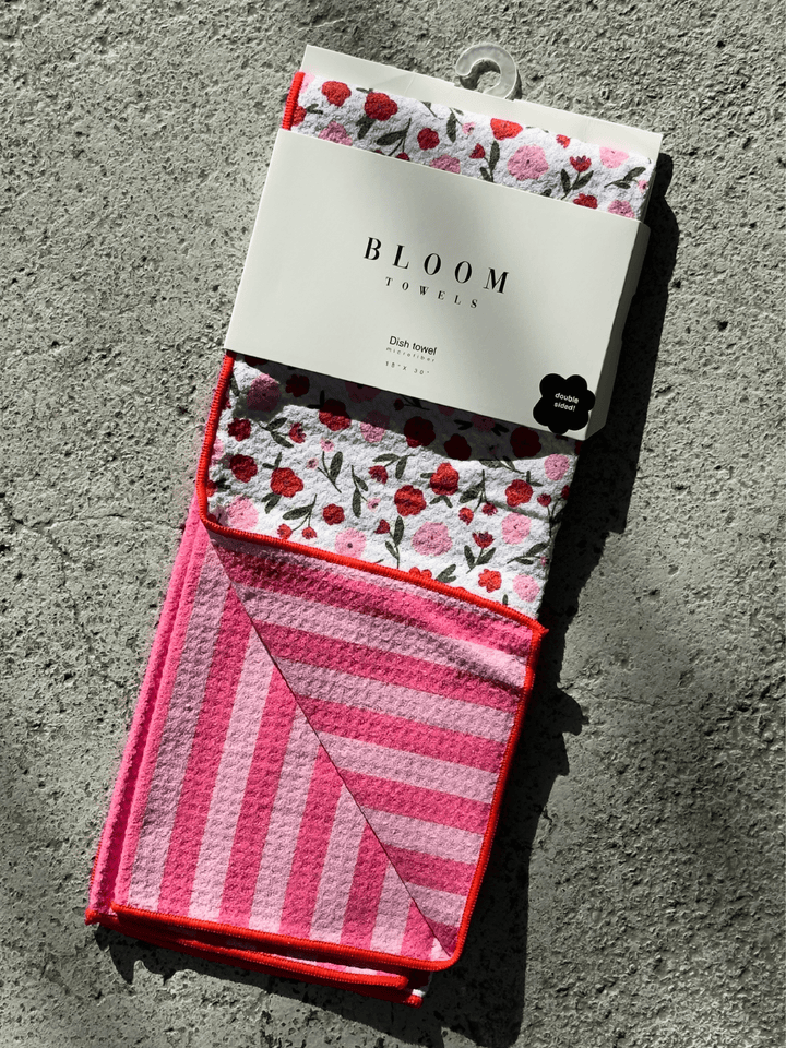 floral and striped microfiber dishtowel
