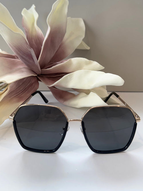 black geo retro glasses