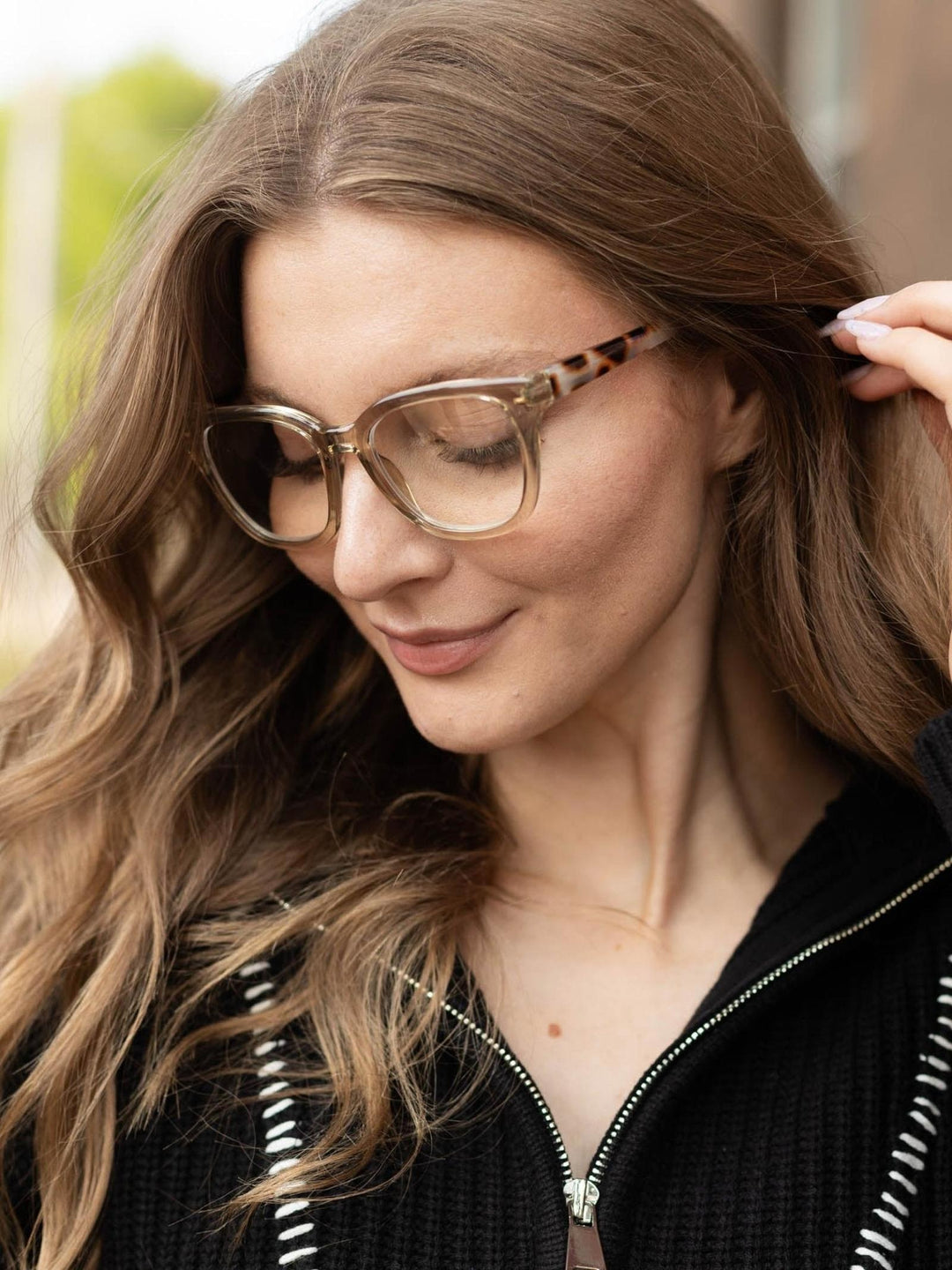 Blue Light Lenora Blue Light Reading Glasses - Fog/Chai Tortoise