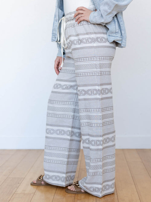 printed soft neutral wide leg pants
