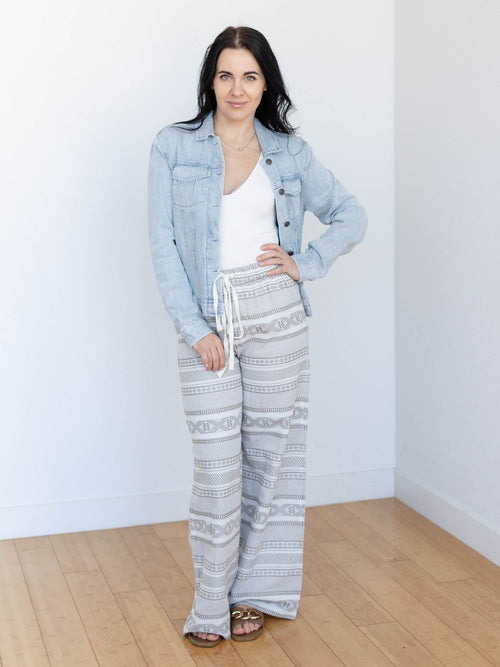 printed soft neutral wide leg pants