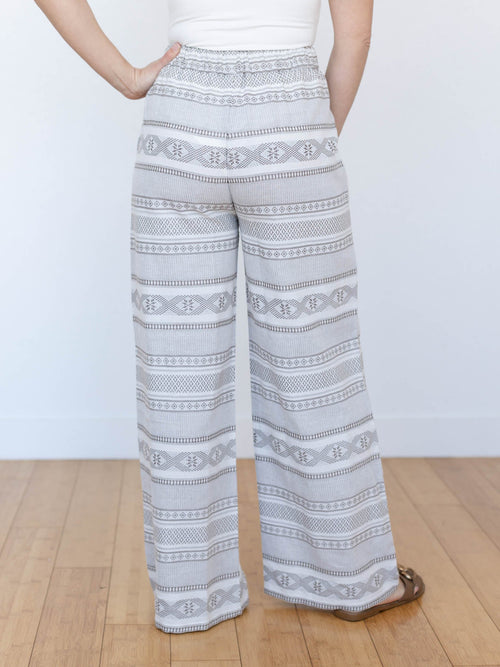 printed soft neutral wide leg pants