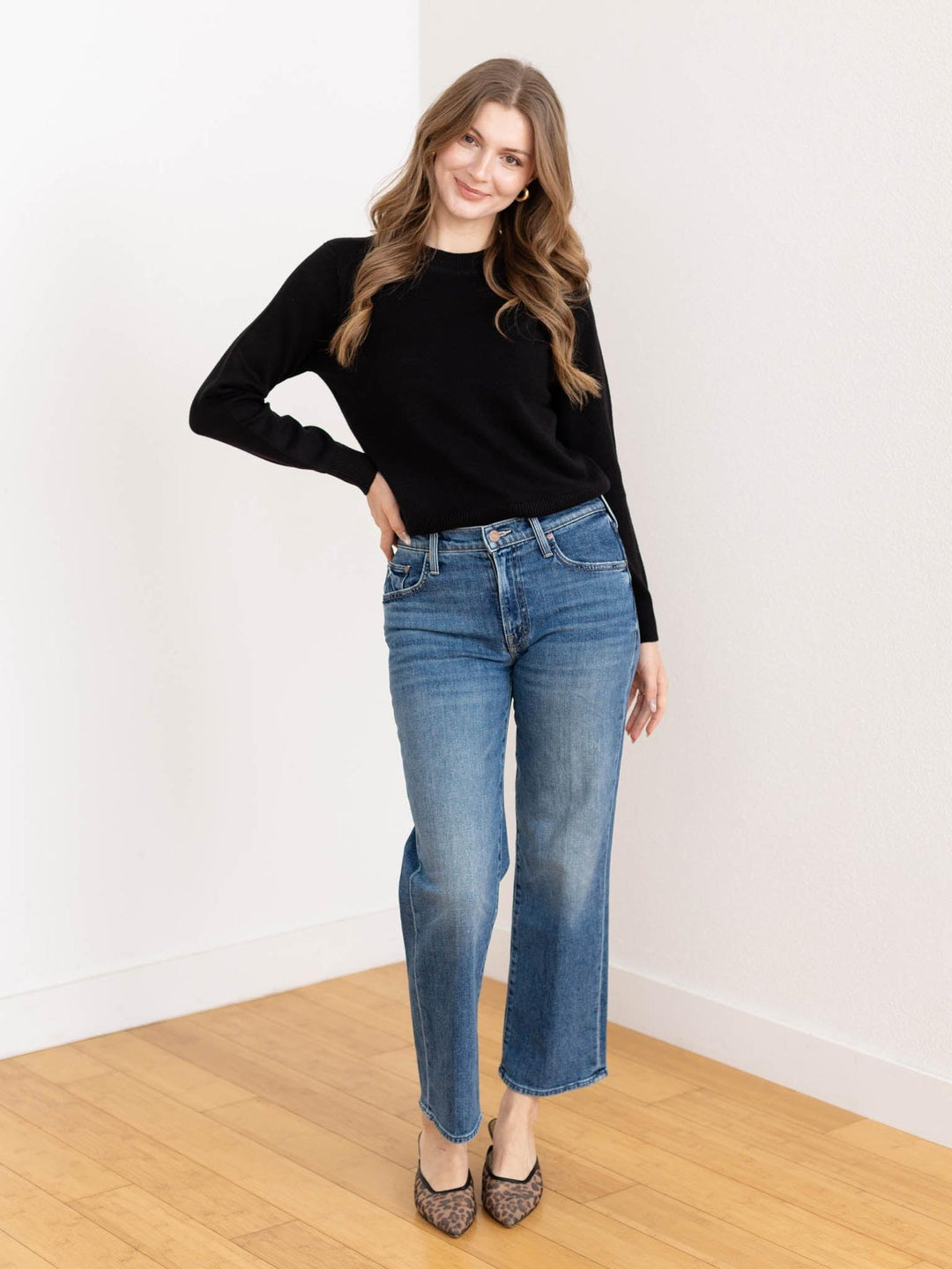 black high neck boxy sweater