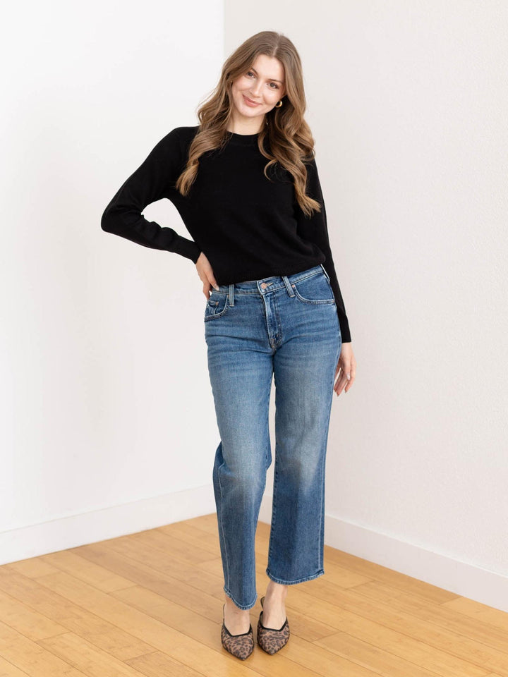 black high neck boxy sweater
