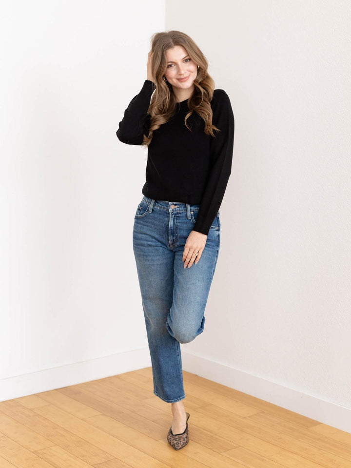 black high neck boxy sweater