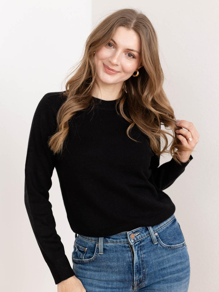 black high neck boxy sweater