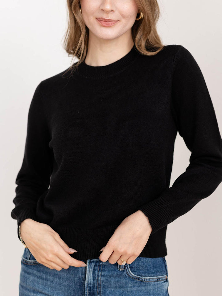 black high neck boxy sweater
