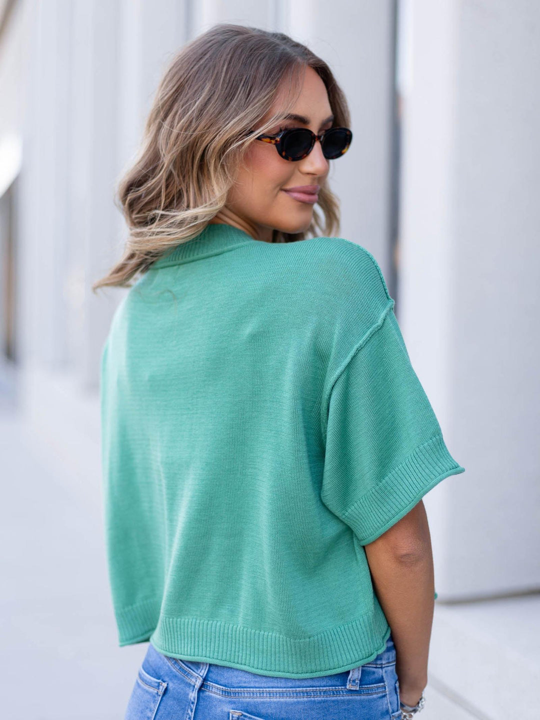 drop shoulder knit top