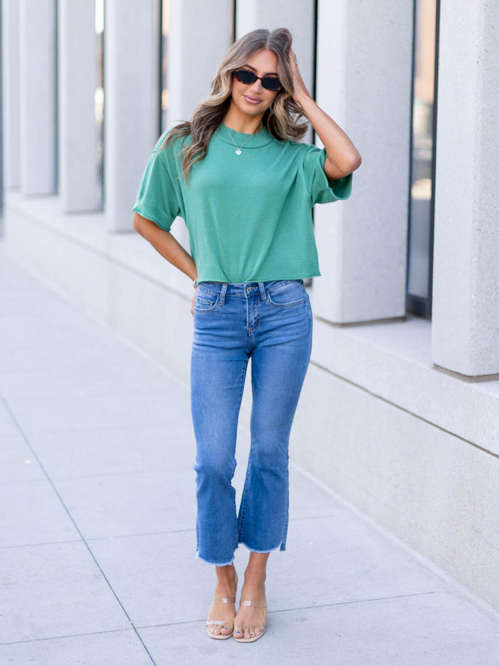 drop shoulder knit top