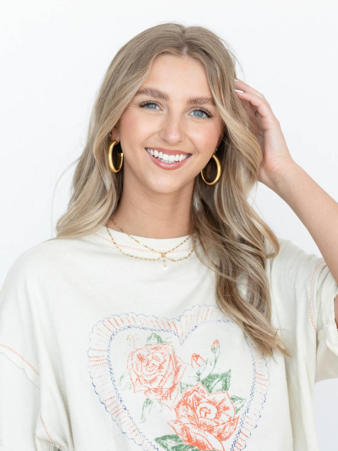 double layer dangle gold necklace