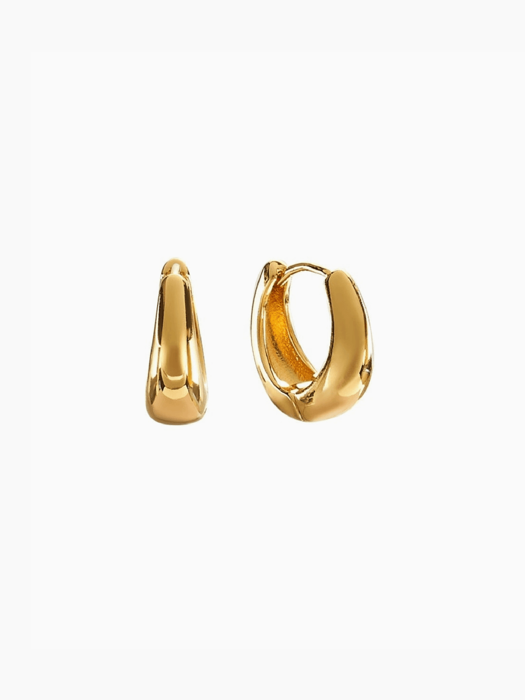 Gold hoop earrings on a white background