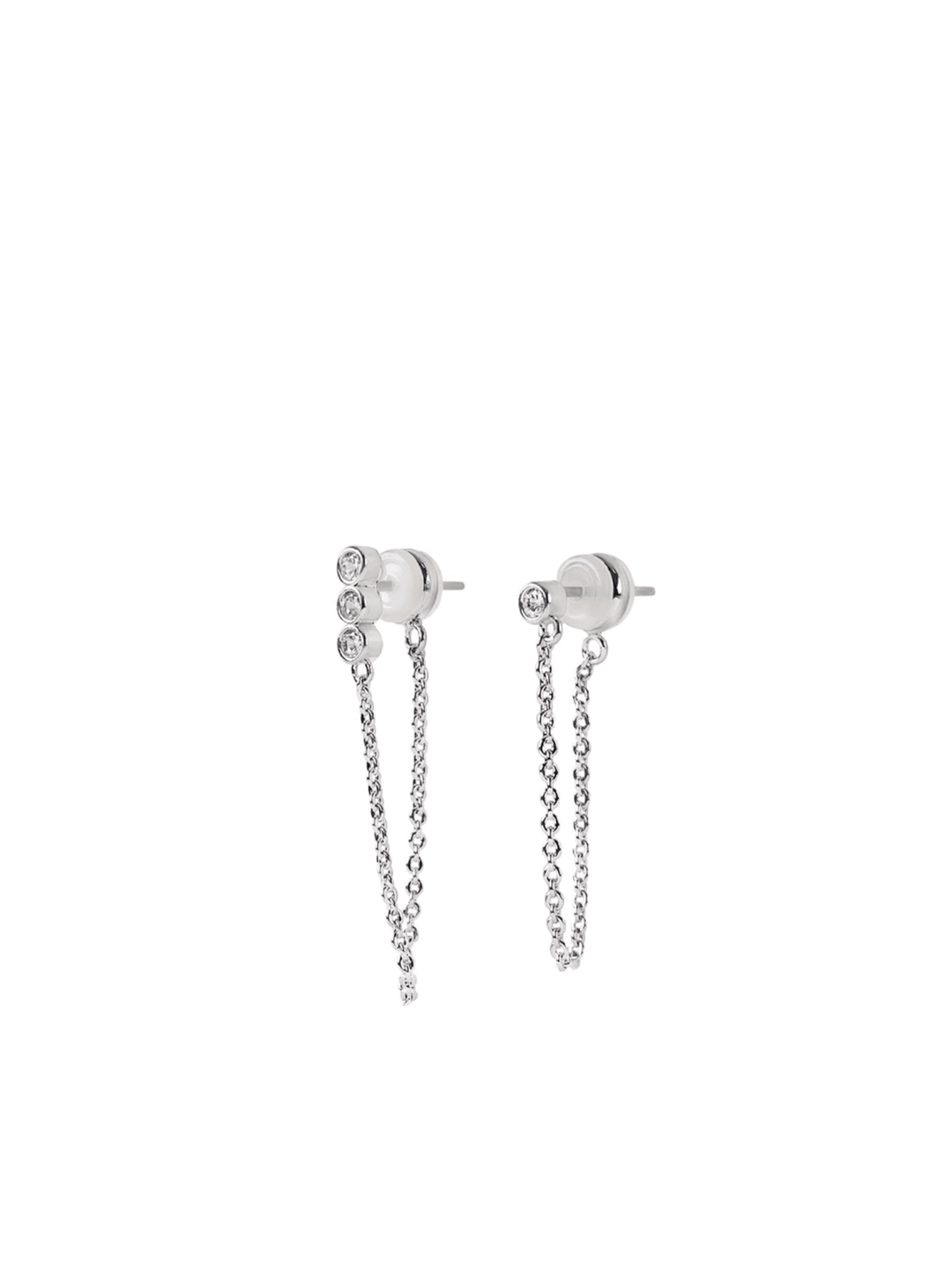 Brenda Grands Demi-Fine Silver Crystal Chain Earring Set