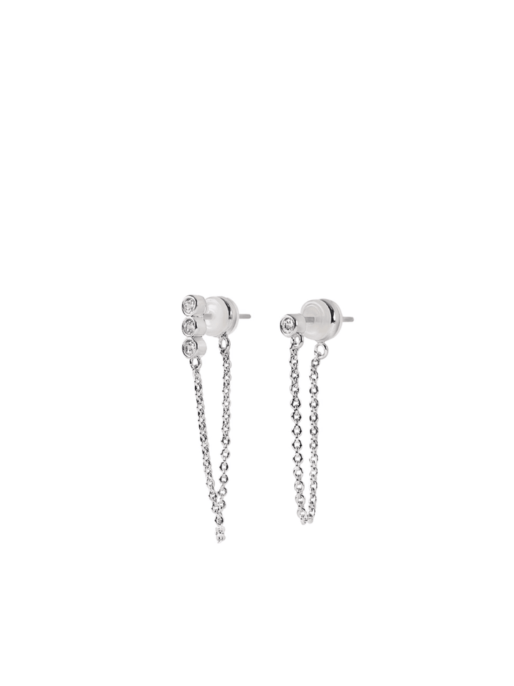 Brenda Grands Demi-Fine Silver Crystal Chain Earring Set