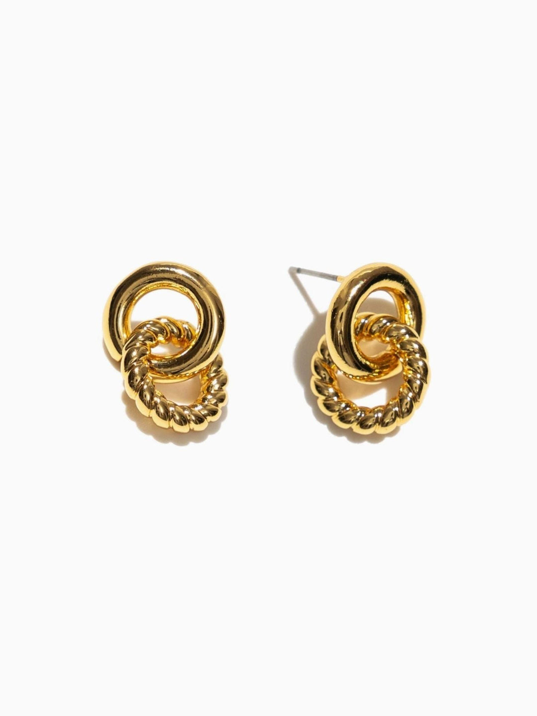 gold double twisted stud earrings
