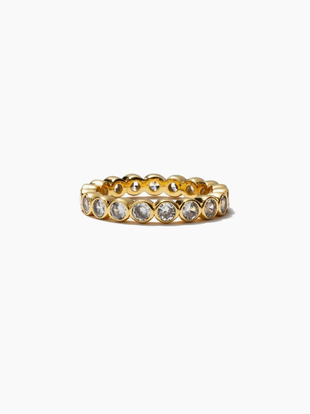 gold and crystal tennis style ring