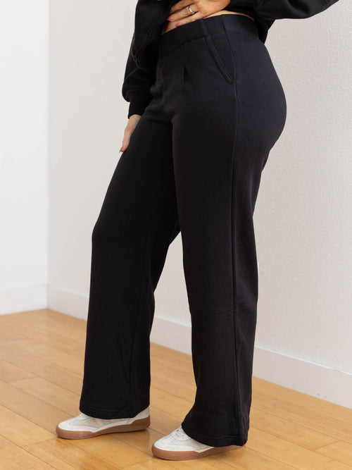 black pleated soft pants