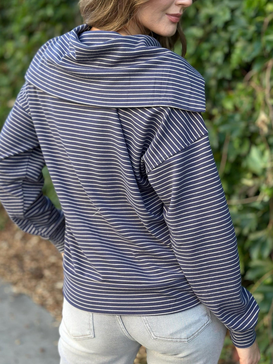 Brushed Striped Half Zip Sweater