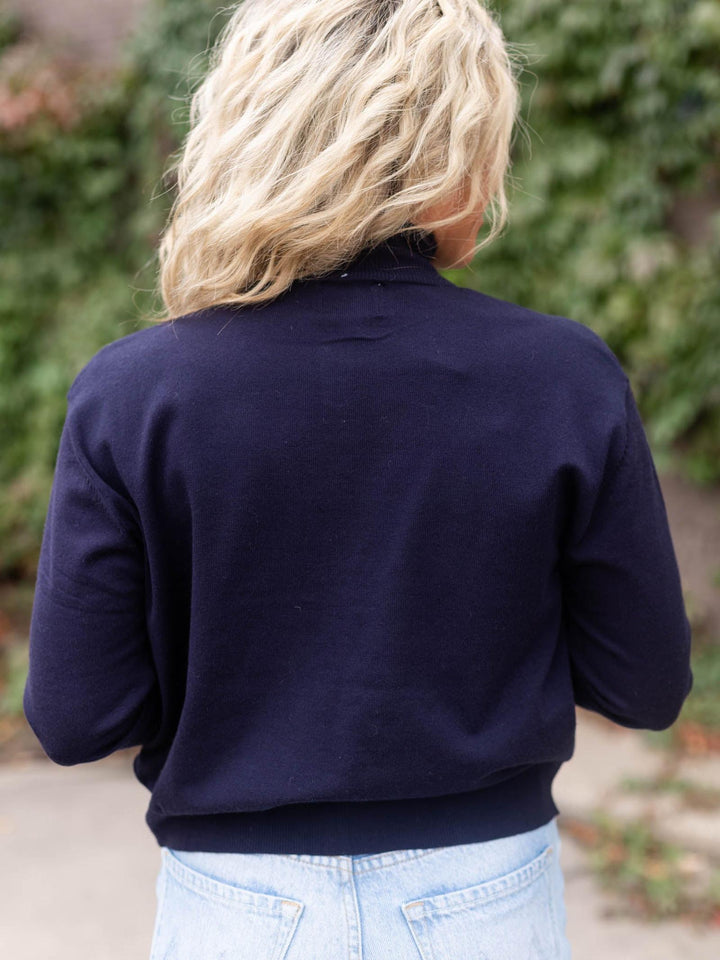 Button Down Mock Neck Aven Cardigan