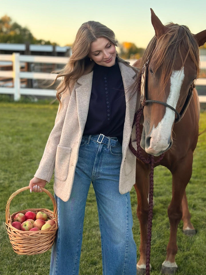 Button Down Mock Neck Aven Cardigan