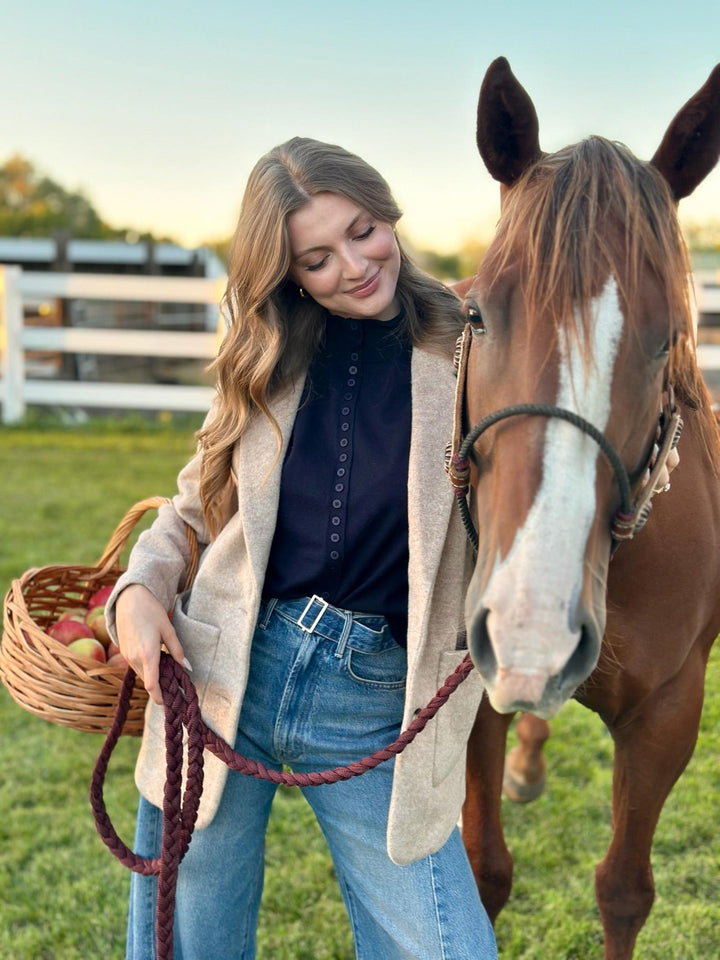 Button Down Mock Neck Aven Cardigan
