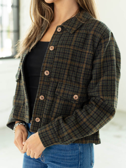plaid cropped boxy jacket