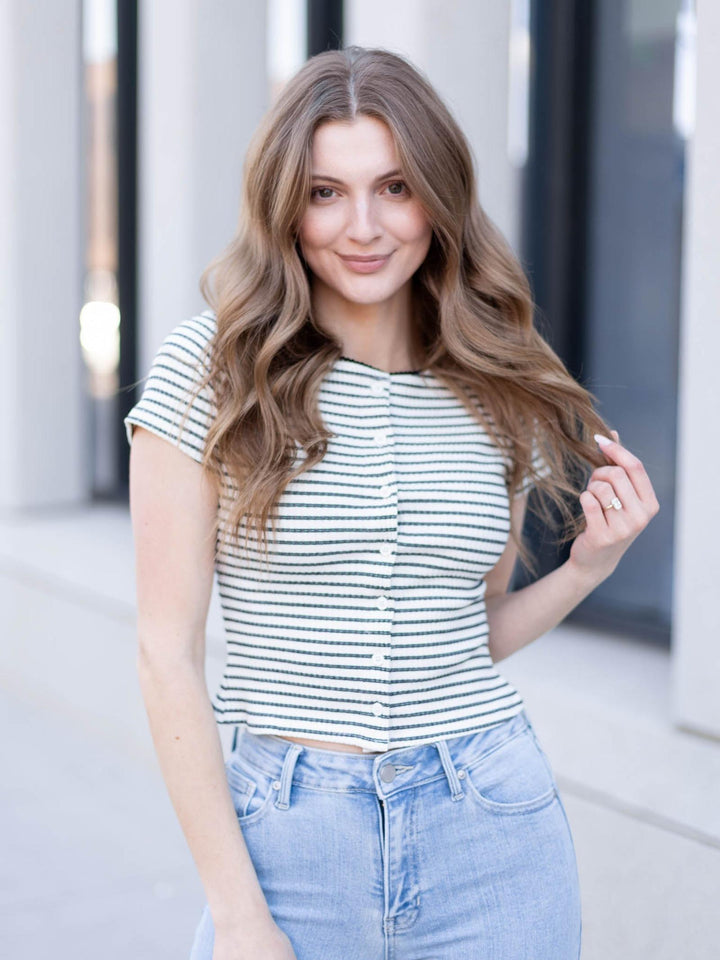 stripe button up top