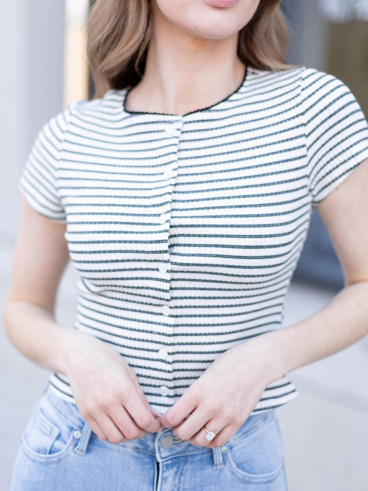 stripe button up top